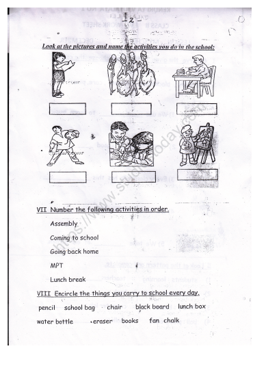 cbse class 2 evs practice our school worksheet practice worksheet for